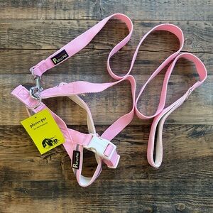 PLUTUS PET Cotton Reflective and Soft Padded Vest Harness Leash Set Pink Size L